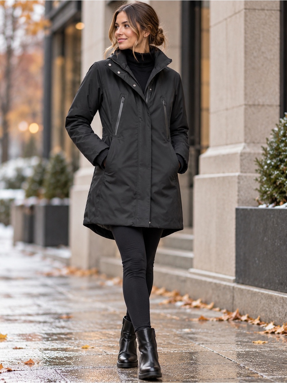 Athleta Outbound Parka XS Black Waterproof Down Coat RainOut Winter Commuter